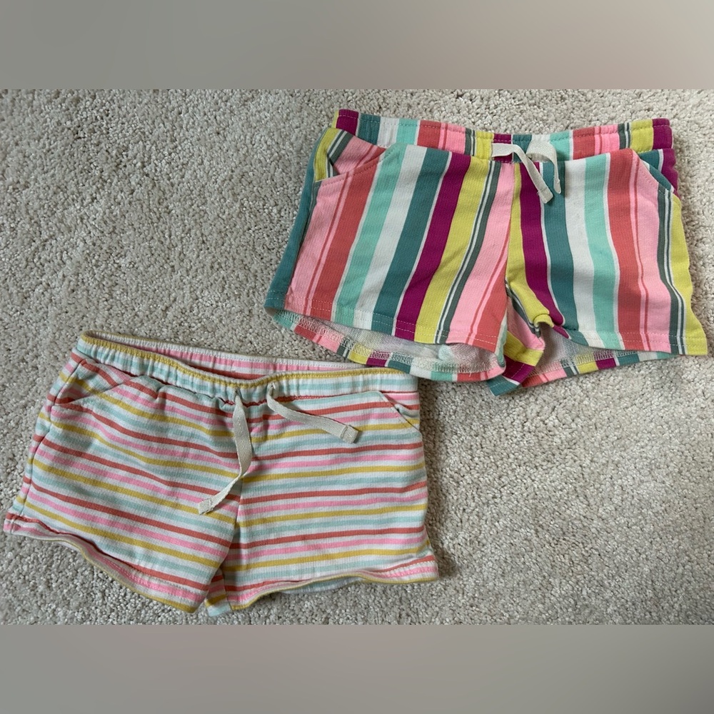 Carter's Girls Multicolor Striped Athletic Shorts - Pink, Teal, Yellow